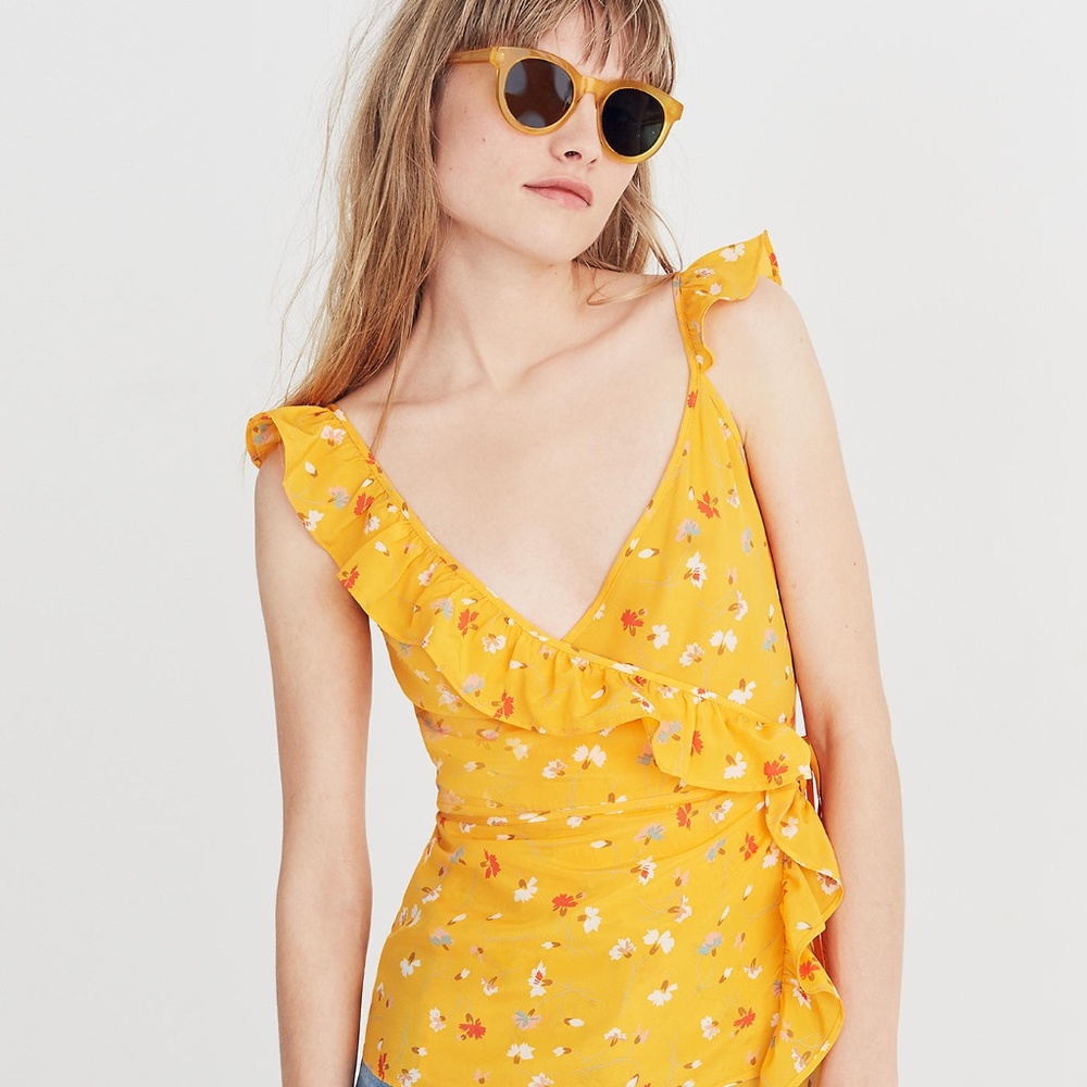 NWO New Madewell Silk Wrap Yellow Cami Size 2